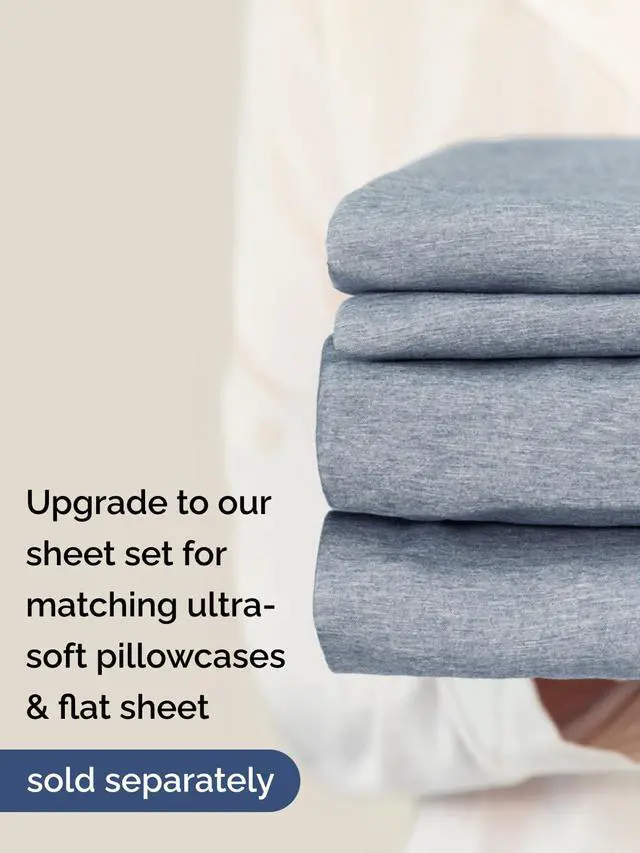 Alt view image 7 of 7 - Extra Deep Twin XL Fitted Sheet - College Dorm Bed Single Fitted Sheet Only w/Extra Deep Pockets - Ultra-Soft & Breathable - Easily Fits 18 to 24 inch Mattress - Wrinkle & Fade Free - Heathered Blue