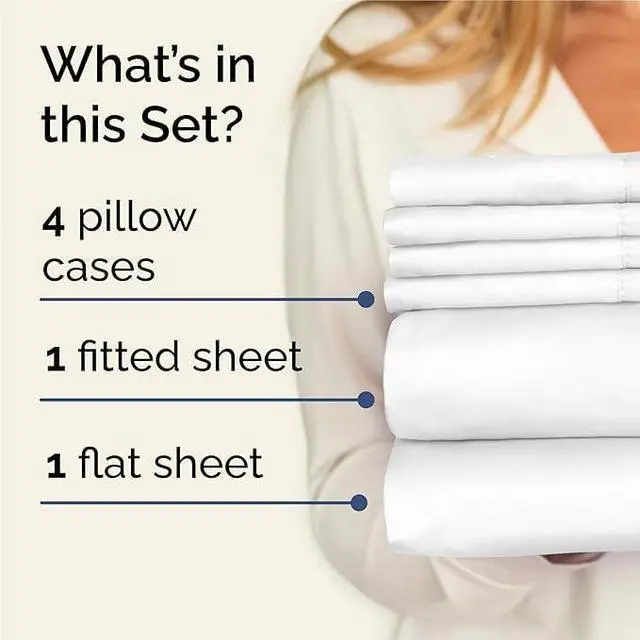 Alt view image 2 of 7 - Queen 6 Piece Sheet Set - Comfy Breathable & Cooling - Ultra Soft Hotel Luxury Bedding Set w/ 8-16 Inch Deep Pockets - 1 Flat & 1 Fitted Sheet & 4 Pillowcases - Cozy, Wrinkle Free & Easy Care - White