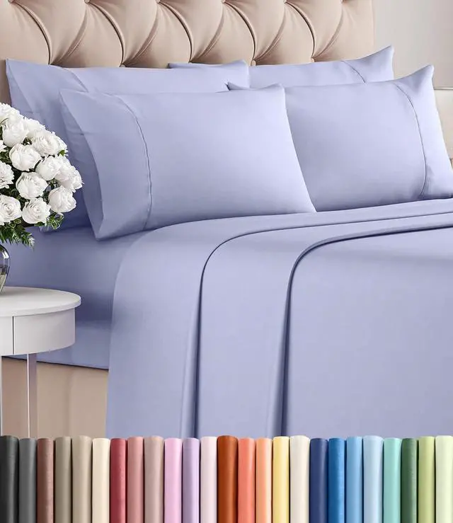 Main image of Cal King 6 Piece Sheet Set - Comfy Breathable & Cooling - Ultra-Soft Hotel Luxury Bedding Set w/ 8-16 Inch Deep Pockets - 1 Flat & 1 Fitted Sheet & 4 Pillowcases - Wrinkle Free & Easy Care - Lavender