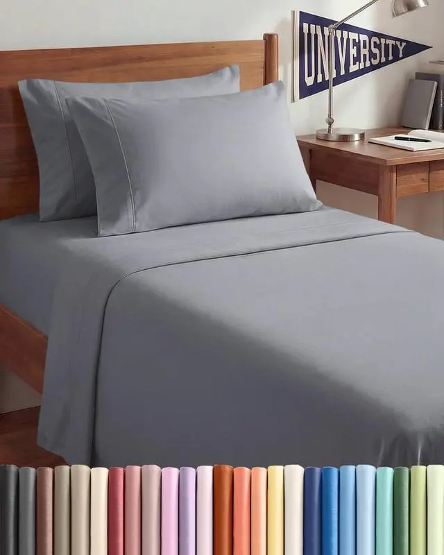Main image of Twin XL 4 Piece Sheet Set - Comfy Breathable & Cooling - Ultra Soft Hotel Luxury Bedding Set w/ 8-16 Inch Deep Pockets - 1 Flat & 1 Fitted Sheet & 2 Pillowcases - Wrinkle Free & Easy Care - Steel Blue