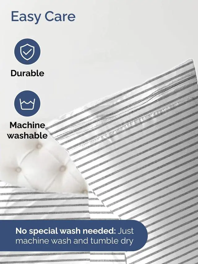 Alt view image 5 of 7 - Extra Deep Twin XL Fitted Sheet - College Dorm Bed Single Fitted Sheet Only w/Extra Deep Pockets - Ultra-Soft & Breathable - Easily Fits 18 to 24 inch Mattress - Wrinkle & Fade Free - Grey Stripes 2