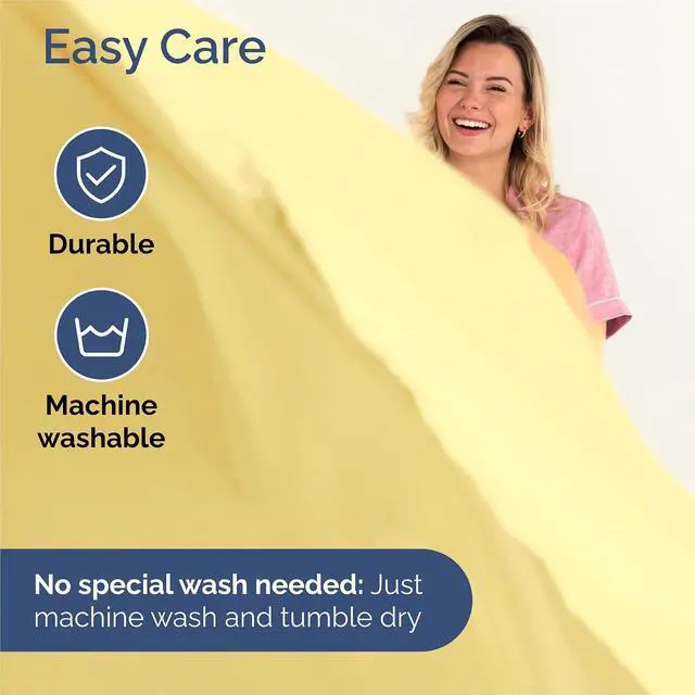 Alt view image 6 of 7 - Split King 7 Piece Sheet Set - Comfy Breathable & Cooling - Ultra-Soft Hotel Luxury Bedding Set w/ 8-16 Inch Deep Pockets - 1 Flat & 2 Fitted Sheet & 4 Pillowcases - Wrinkle Free & Easy Care - Yellow