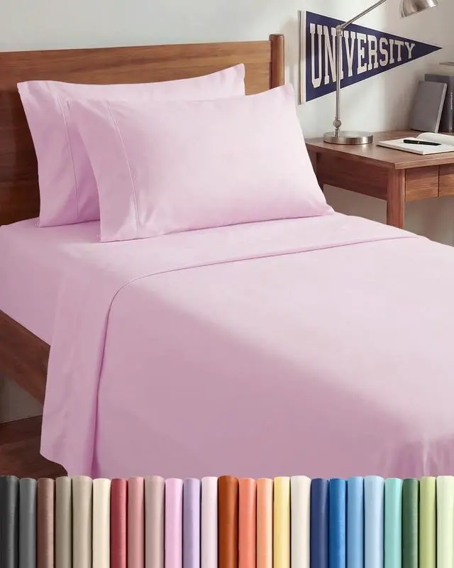 Main image of Twin XL 4 Piece Sheet Set - Comfy Breathable & Cooling - Ultra Soft Hotel Luxury Bedding Set w/ 8-16 Inch Deep Pockets - 1 Flat & 1 Fitted Sheet & 2 Pillowcases - Wrinkle Free & Easy Care - Light Pink