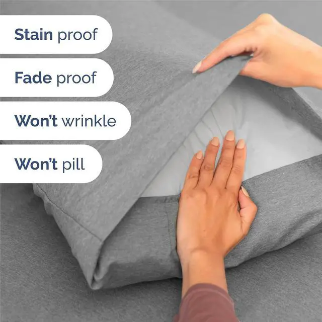 Alt view image 5 of 7 - King Size 4 Piece Sheet Set - Comfy Breathable & Cooling Sheets - Hotel Luxury Bed Sheets for Women & Men - Deep Pockets, Easy-Fit, Soft & Wrinkle Free Sheets - Heathered Grey Oeko-Tex Bed Sheet Set