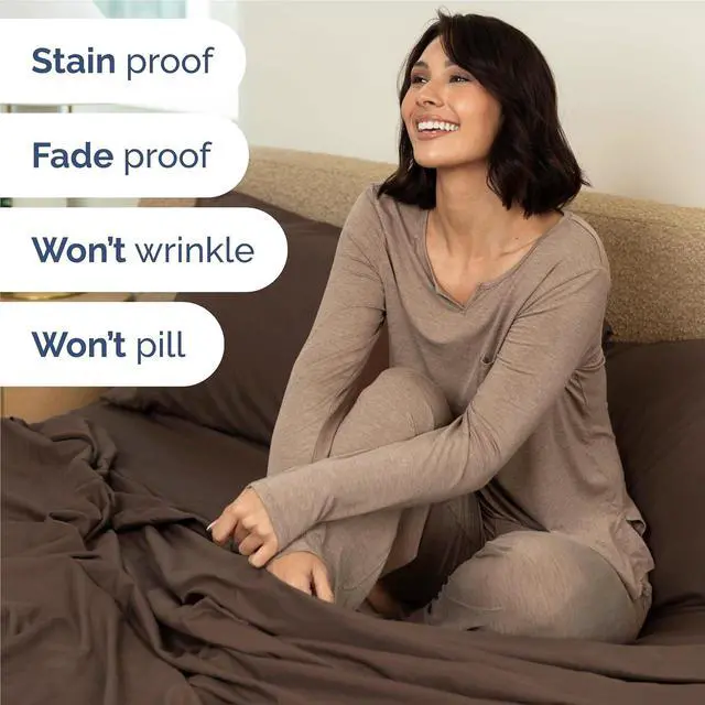 Alt view image 5 of 7 - Full 6 Piece Sheet Set - Comfy Breathable & Cooling - Ultra Soft Hotel Luxury Bedding Set with 8-16 Inch Deep Pockets - 1 Flat & 1 Fitted Sheet & 4 Pillowcases - Cozy, Wrinkle Free & Easy Care - Brown