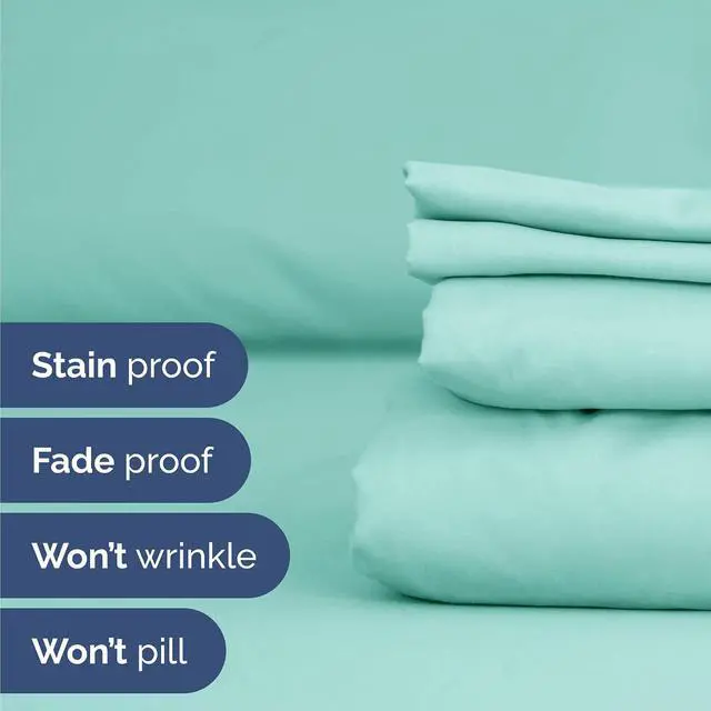 Alt view image 5 of 7 - Cal King 6 Piece Sheet Set - Comfy Breathable & Cooling - Ultra-Soft Hotel Luxury Bedding Set w/ 8-16 Inch Deep Pockets - 1 Flat & 1 Fitted Sheet & 4 Pillowcases - Wrinkle Free & Easy Care - Spa Blue