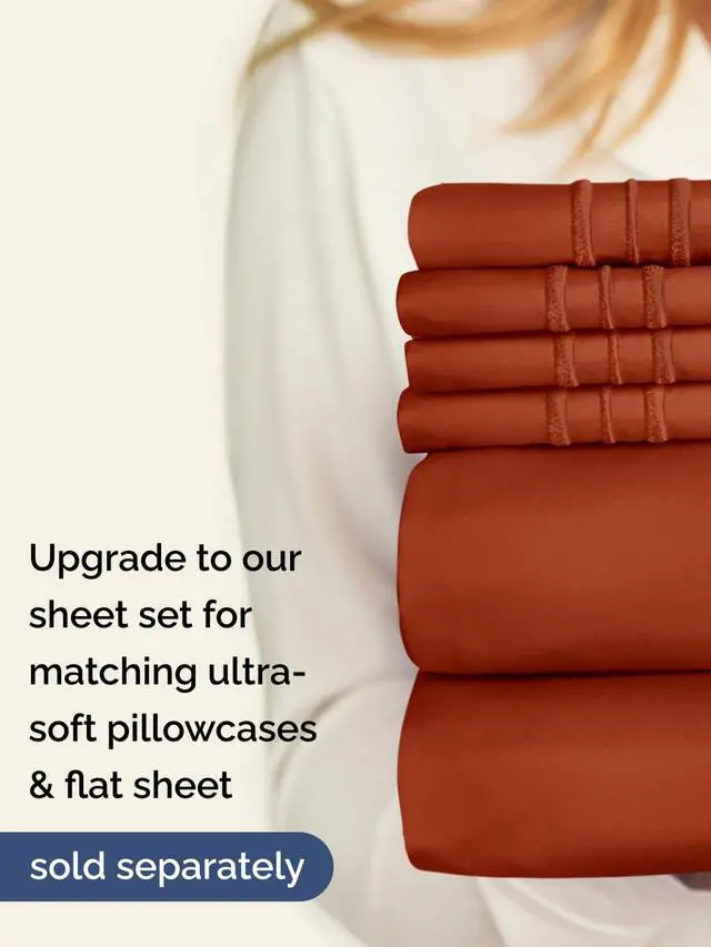 Alt view image 7 of 7 - Extra Deep Split King Fitted Sheet - Hotel Luxury Single Fitted Sheet Only - Easily Fits 18 inch to 24 inch Mattress - Ultra Soft, Wrinkle Free w/Extra Deep Pockets - Breathable & Comfy - Terracotta