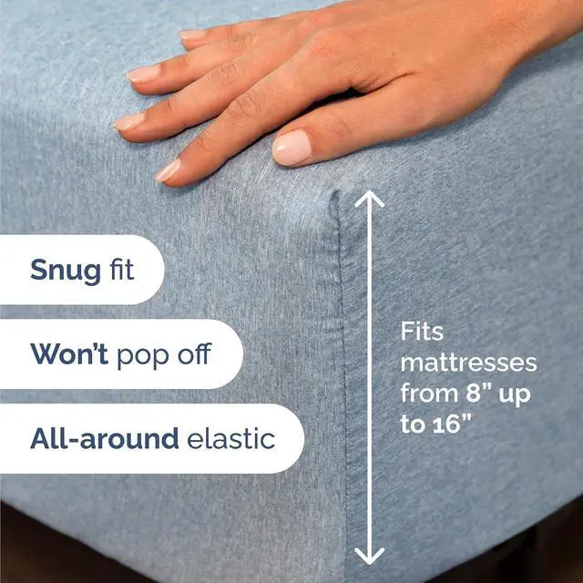 Alt view image 3 of 7 - Cal King 6 Piece Sheet Set - Comfy Breathable & Cooling - Soft Hotel Luxury Bedding Set w/ 8-16 Inch Deep Pockets - 1 Flat & 1 Fitted Sheet & 4 Pillowcases - Wrinkle Free & Easy Care - Heathered Blue