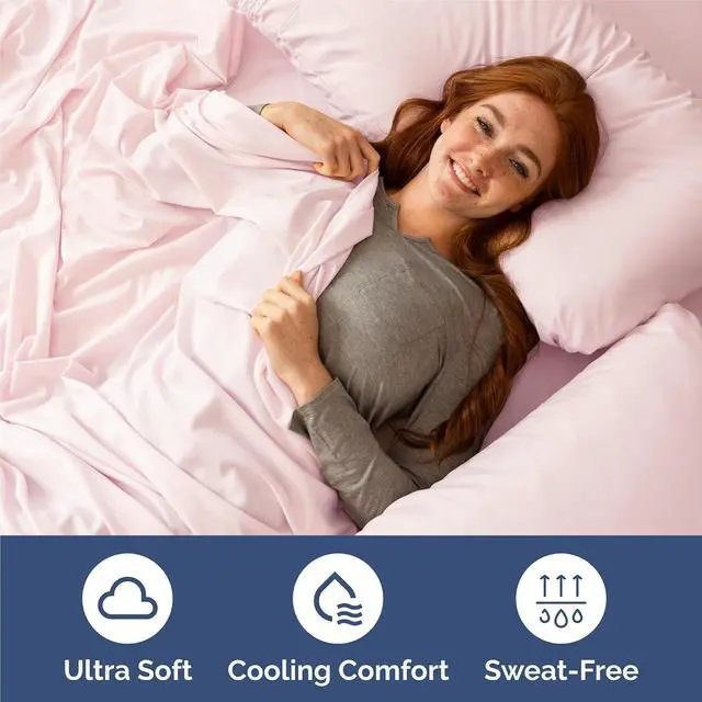 Alt view image 4 of 7 - Split King 7 Piece Sheet Set - Comfy Breathable & Cooling - Soft Hotel Luxury Bedding Set w/ 8-16 Inch Deep Pockets - 1 Flat & 2 Fitted Sheet & 4 Pillowcases - Wrinkle Free & Easy Care - Lavender Pink