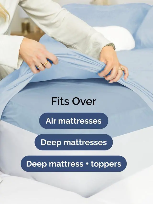 Alt view image 6 of 7 - Extra Deep Twin XL Fitted Sheet - College Dorm Bed Single Fitted Sheet Only w/Extra Deep Pockets - Ultra-Soft & Breathable - Easily Fits 18 to 24 inch Mattress - Wrinkle & Fade Resistant - Sky Blue