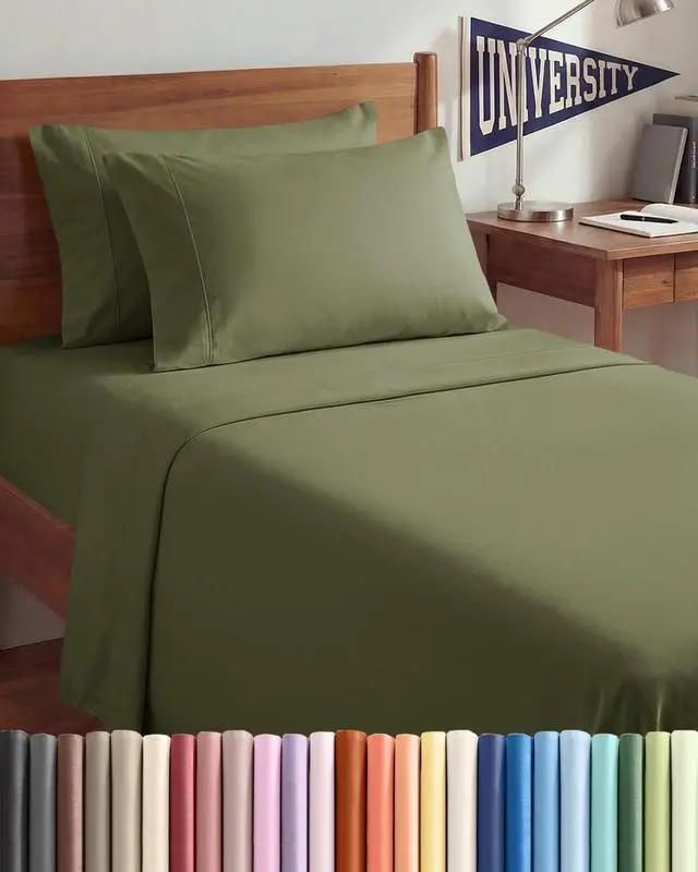 Main image of Twin XL 4 Piece Sheet Set - Comfy Breathable & Cooling - Ultra Soft Hotel Luxury Bedding Set w/ 8-16 Inch Deep Pockets - 1 Flat & 1 Fitted Sheet & 2 Pillowcases - Wrinkle Free & Easy Care - Sage Green