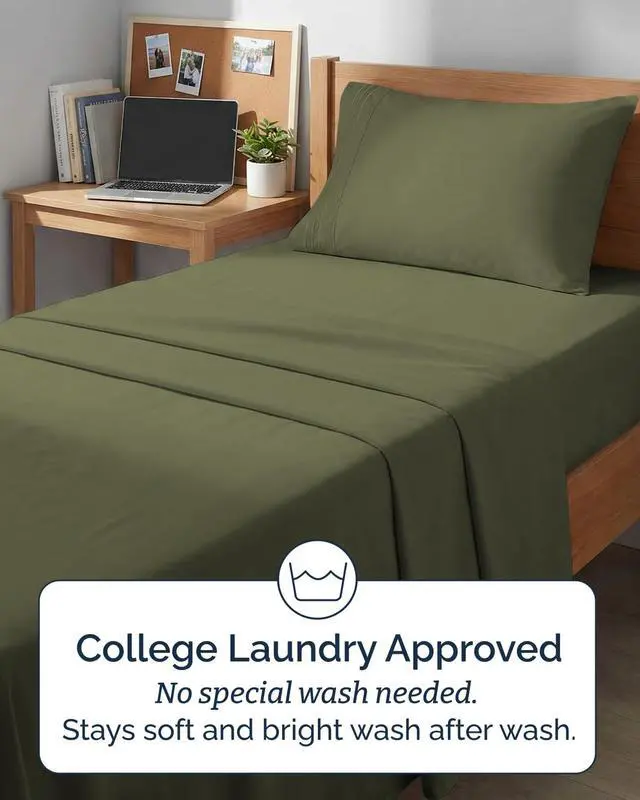 Alt view image 6 of 7 - Twin XL 4 Piece Sheet Set - Comfy Breathable & Cooling - Ultra Soft Hotel Luxury Bedding Set w/ 8-16 Inch Deep Pockets - 1 Flat & 1 Fitted Sheet & 2 Pillowcases - Wrinkle Free & Easy Care - Sage Green