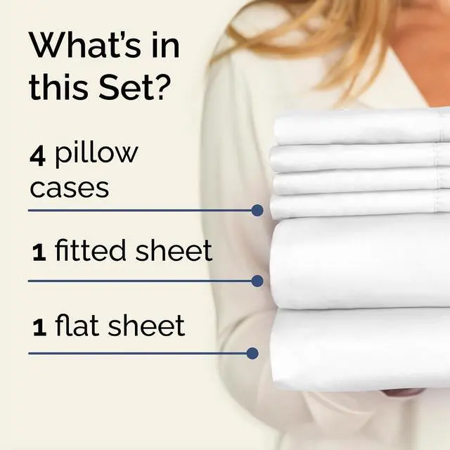 Alt view image 2 of 7 - Cal King 6 Piece Sheet Set - Comfy Breathable & Cooling - Ultra-Soft Hotel Luxury Bedding Set with 8-16 Inch Deep Pockets - 1 Flat & 1 Fitted Sheet & 4 Pillowcases - Wrinkle Free & Easy Care - White