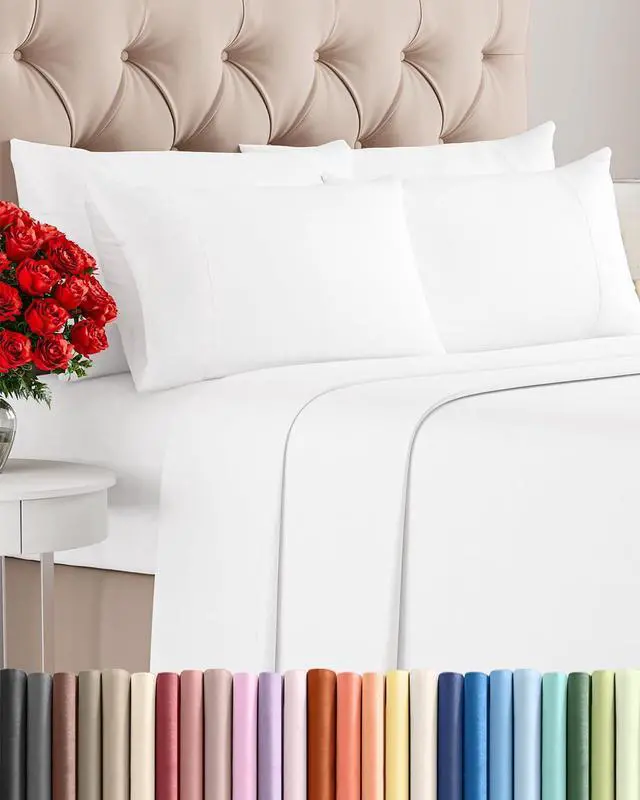 Main image of King 6 Piece Sheet Set - Comfy Breathable & Cooling - Ultra Soft Hotel Luxury Bedding Set with 8-16 Inch Deep Pockets - 1 Flat & 1 Fitted Sheet & 4 Pillowcases - Cozy, Wrinkle Free & Easy Care - White