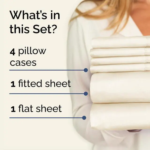 Alt view image 2 of 7 - Cal King 6 Piece Sheet Set - Comfy Breathable & Cooling - Ultra Soft Hotel Luxury Bedding Set w/ 8-16 Inch Deep Pockets - 1 Flat & 1 Fitted Sheet & 4 Pillowcases - Wrinkle Free & Easy Care - Off White