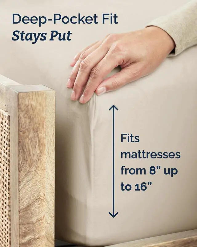 Alt view image 4 of 7 - Twin 4 Piece Sheet Set - Comfy Breathable & Cooling - Ultra Soft Hotel Luxury Bedding Set with 8-16 Inch Deep Pockets - 1 Flat & 1 Fitted Sheet & 2 Pillowcases - Cozy, Wrinkle Free & Easy Care - Wheat