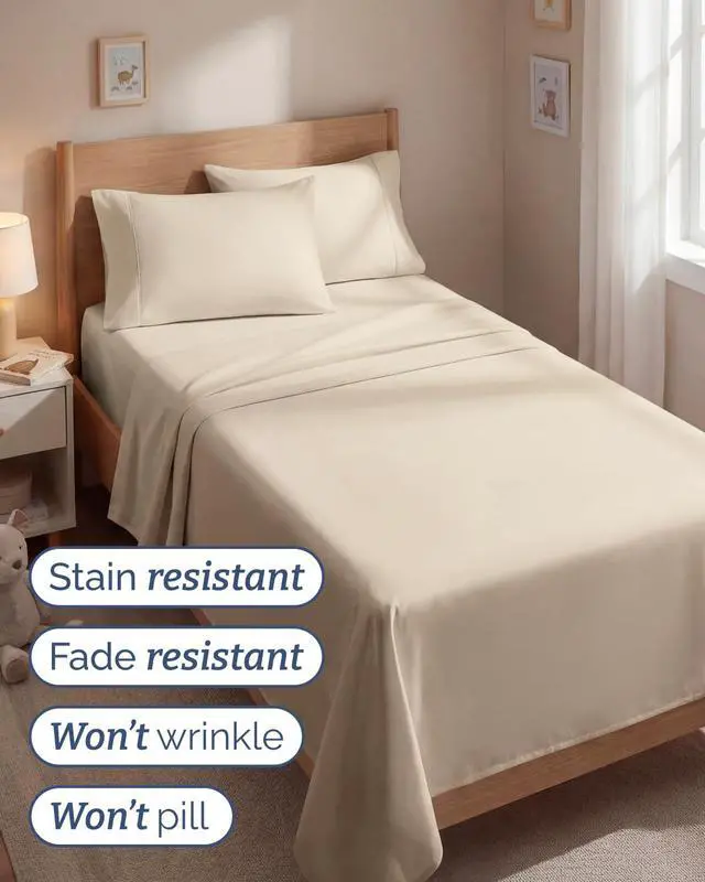 Alt view image 5 of 7 - Twin 4 Piece Sheet Set - Comfy Breathable & Cooling - Ultra Soft Hotel Luxury Bedding Set with 8-16 Inch Deep Pockets - 1 Flat & 1 Fitted Sheet & 2 Pillowcases - Cozy, Wrinkle Free & Easy Care - Wheat