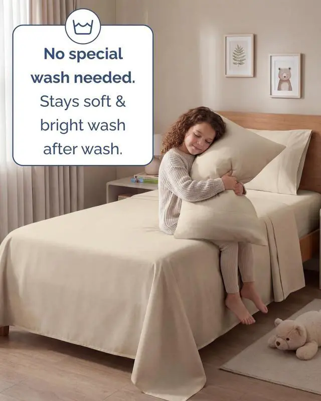Alt view image 6 of 7 - Twin 4 Piece Sheet Set - Comfy Breathable & Cooling - Ultra Soft Hotel Luxury Bedding Set with 8-16 Inch Deep Pockets - 1 Flat & 1 Fitted Sheet & 2 Pillowcases - Cozy, Wrinkle Free & Easy Care - Wheat