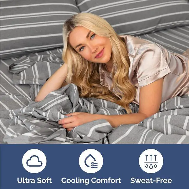 Alt view image 4 of 7 - Cal King 6 Piece Sheet Set - Comfy Breathable & Cooling - Soft Hotel Luxury Bedding Set w/ 8-16 Inch Deep Pockets - 1 Flat & 1 Fitted Sheet & 4 Pillowcases - Wrinkle Free & Easy Care - Grey Stripes 3