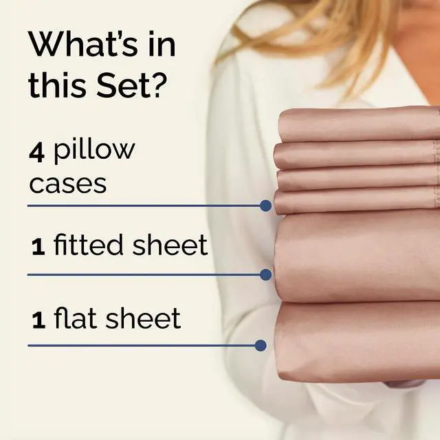 Alt view image 2 of 7 - Cal King 6 Piece Sheet Set - Comfy Breathable & Cooling - Ultra-Soft Hotel Luxury Bedding Set with 8-16 Inch Deep Pockets - 1 Flat & 1 Fitted Sheet & 4 Pillowcases - Wrinkle Free & Easy Care - Mauve