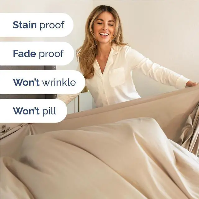 Alt view image 5 of 7 - King 6 Piece Sheet Set - Comfy Breathable & Cooling - Ultra Soft Hotel Luxury Bedding Set with 8-16 Inch Deep Pockets - 1 Flat & 1 Fitted Sheet & 4 Pillowcases - Cozy, Wrinkle Free & Easy Care - Cream