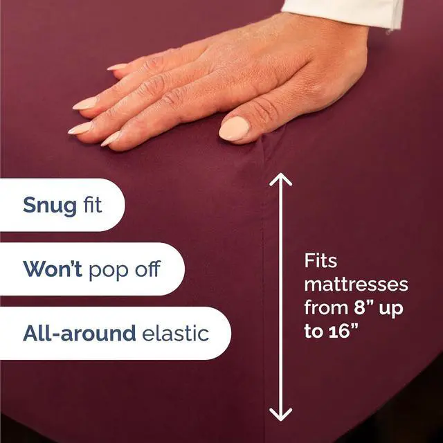 Alt view image 3 of 7 - Cal King 6 Piece Sheet Set - Comfy Breathable & Cooling - Ultra-Soft Hotel Luxury Bedding Set w/ 8-16 Inch Deep Pockets - 1 Flat & 1 Fitted Sheet & 4 Pillowcases - Wrinkle Free & Easy Care - Burgundy