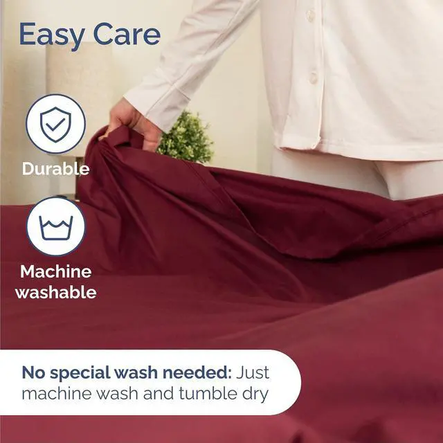 Alt view image 6 of 7 - Cal King 6 Piece Sheet Set - Comfy Breathable & Cooling - Ultra-Soft Hotel Luxury Bedding Set w/ 8-16 Inch Deep Pockets - 1 Flat & 1 Fitted Sheet & 4 Pillowcases - Wrinkle Free & Easy Care - Burgundy