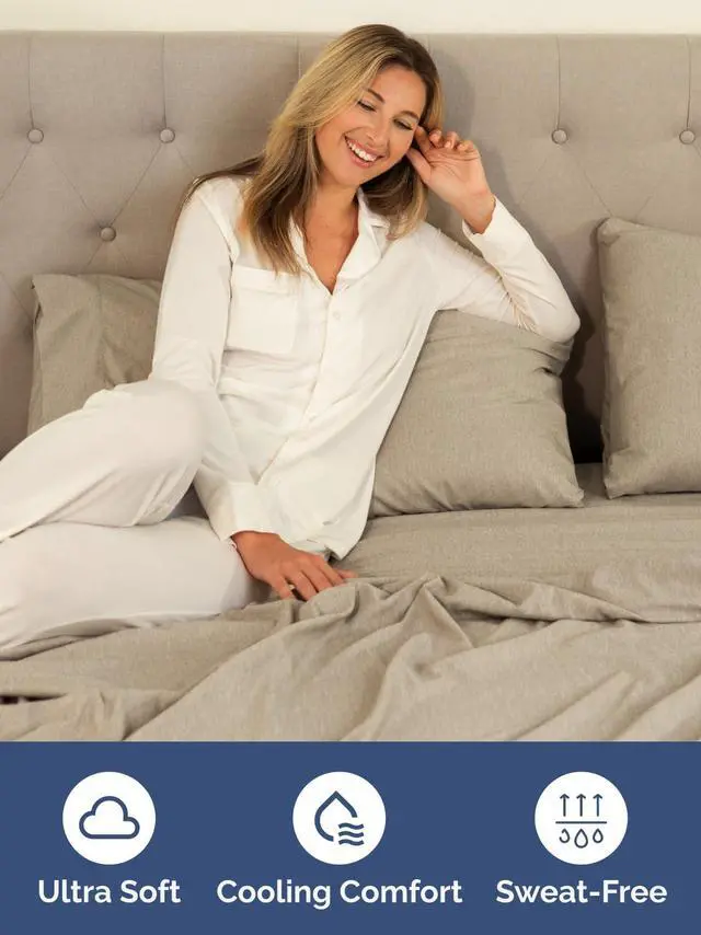 Alt view image 3 of 7 - Extra Deep Twin XL Fitted Sheet - College Dorm Bed Single Fitted Sheet Only w/Extra Deep Pockets - Ultra-Soft & Breathable - Easily Fits 18 to 24 inch Mattress - Wrinkle & Fade Free - Heathered Beige
