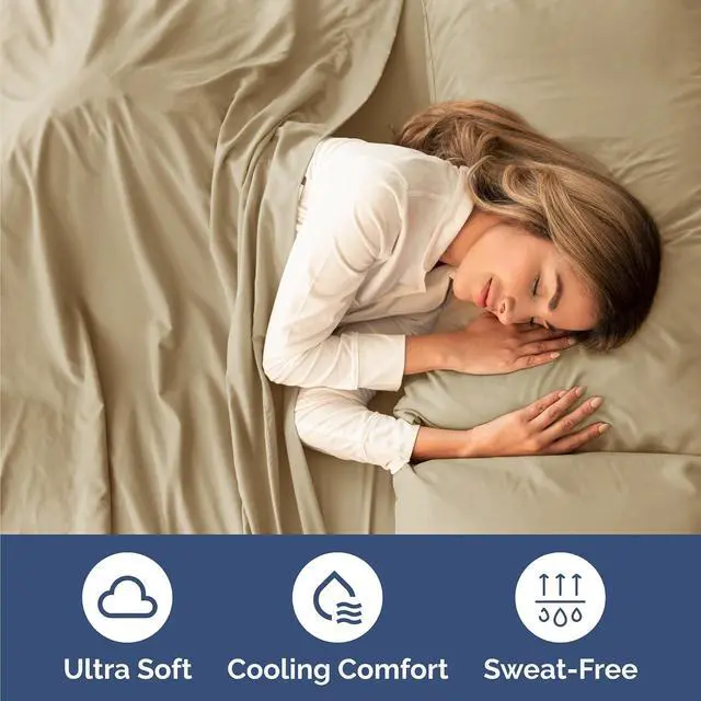 Alt view image 4 of 7 - Queen 6 Piece Sheet Set - Comfy Breathable & Cooling - Ultra Soft Hotel Luxury Bedding Set w/ 8-16 Inch Deep Pockets - 1 Flat & 1 Fitted Sheet & 4 Pillowcases - Cozy, Wrinkle Free & Easy Care - Beige