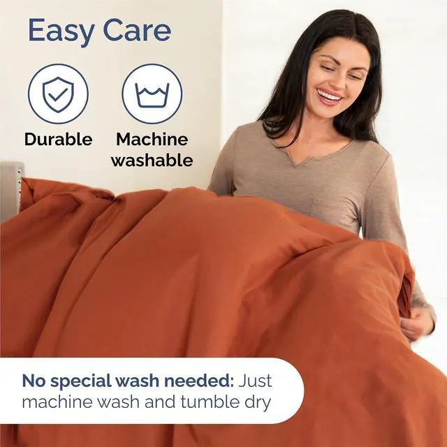 Alt view image 6 of 7 - Split King 7 Piece Sheet Set - Comfy Breathable & Cooling - Soft Hotel Luxury Bedding Set with 8-16 Inch Deep Pockets - 1 Flat & 2 Fitted Sheet & 4 Pillowcases - Wrinkle Free & Easy Care - Terracotta