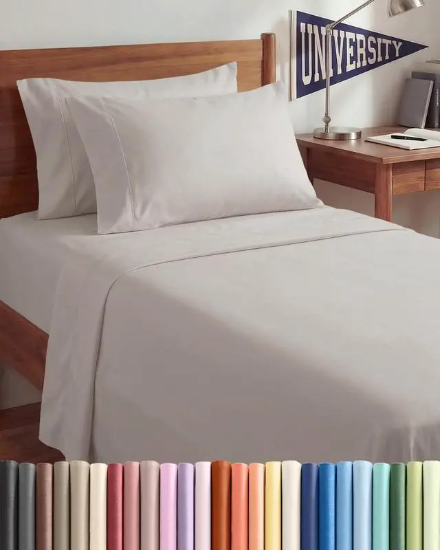 Main image of Twin XL 4 Piece Sheet Set - Comfy Breathable & Cooling - Ultra Soft Hotel Luxury Bedding Set w/ 8-16 Inch Deep Pockets - 1 Flat & 1 Fitted Sheet & 2 Pillowcases - Wrinkle Free & Easy Care - Light Grey