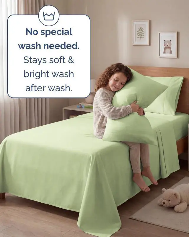 Alt view image 6 of 7 - Twin 4 Piece Sheet Set - Comfy Breathable & Cooling - Ultra-Soft Hotel Luxury Bedding Set with 8-16 Inch Deep Pockets - 1 Flat & 1 Fitted Sheet & 2 Pillowcases - Wrinkle Free & Easy Care - Light Sage