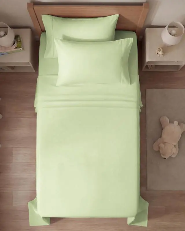Alt view image 7 of 7 - Twin 4 Piece Sheet Set - Comfy Breathable & Cooling - Ultra-Soft Hotel Luxury Bedding Set with 8-16 Inch Deep Pockets - 1 Flat & 1 Fitted Sheet & 2 Pillowcases - Wrinkle Free & Easy Care - Light Sage