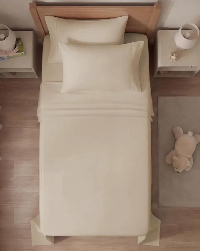 Alt view image 7 of 7 - Twin 4 Piece Sheet Set - Comfy Breathable & Cooling - Ultra Soft Hotel Luxury Bedding Set with 8-16 Inch Deep Pockets - 1 Flat & 1 Fitted Sheet & 2 Pillowcases - Cozy, Wrinkle Free & Easy Care - Cream