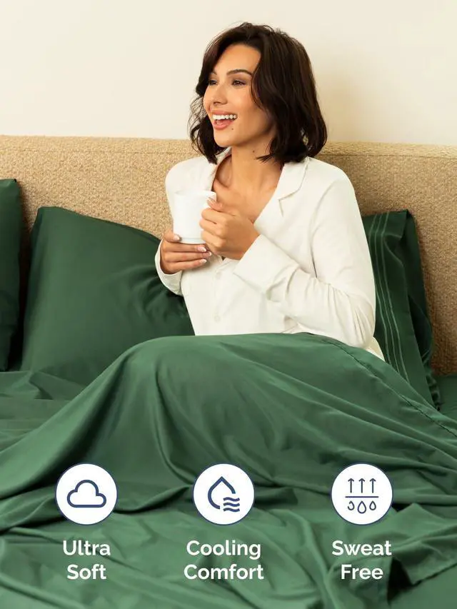 Alt view image 3 of 7 - Extra Deep Twin XL Fitted Sheet - College Dorm Bed Single Fitted Sheet Only w/Extra Deep Pockets - Ultra-Soft & Breathable - Easily Fits 18 to 24 inch Mattress - Wrinkle & Fade Free - Emerald Green