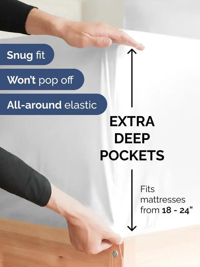 Alt view image 2 of 7 - Extra Deep Twin XL Fitted Sheet - College Dorm Bed Single Fitted Sheet Only w/Extra Deep Pockets - Ultra-Soft & Breathable - Easily Fits 18 to 24 inch Mattress - Wrinkle Free & Fade Resistant - White