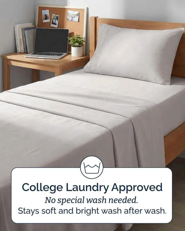 Alt view image 6 of 7 - Twin XL 4 Piece Sheet Set - Comfy Breathable & Cooling - Ultra Soft Hotel Luxury Bedding Set w/ 8-16 Inch Deep Pockets - 1 Flat & 1 Fitted Sheet & 2 Pillowcases - Wrinkle Free & Easy Care - Light Grey