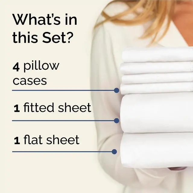 Alt view image 2 of 7 - Full 6 Piece Sheet Set - Comfy Breathable & Cooling - Ultra Soft Hotel Luxury Bedding Set w/ 8-16 Inch Deep Pockets - 1 Flat & 1 Fitted Sheet & 4 Pillowcases - Wrinkle Free & Easy Care - Antique White