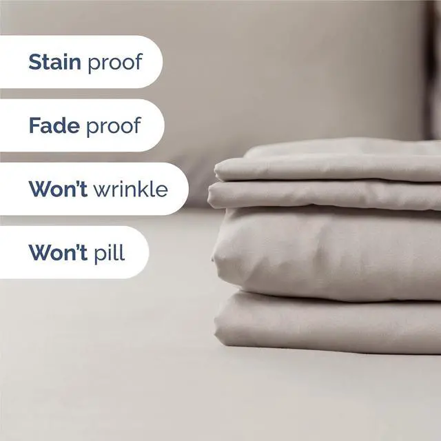 Alt view image 5 of 7 - Full 6 Piece Sheet Set - Comfy Breathable & Cooling - Ultra-Soft Hotel Luxury Bedding Set with 8-16 Inch Deep Pockets - 1 Flat & 1 Fitted Sheet & 4 Pillowcases - Wrinkle Free & Easy Care - Light Grey