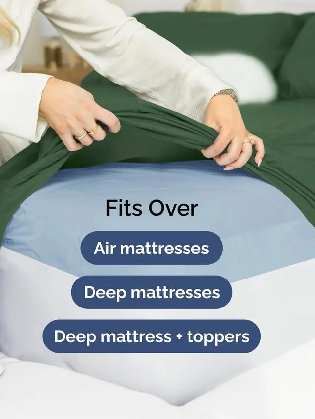 Alt view image 6 of 7 - Extra Deep Twin XL Fitted Sheet - College Dorm Bed Single Fitted Sheet Only w/Extra Deep Pockets - Ultra-Soft & Breathable - Easily Fits 18 to 24 inch Mattress - Wrinkle & Fade Free - Emerald Green