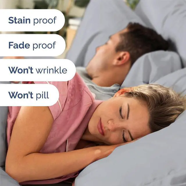Alt view image 5 of 7 - Split King 7 Piece Sheet Set - Comfy Breathable & Cooling - Soft Hotel Luxury Bedding Set with 8-16 Inch Deep Pockets - 1 Flat & 2 Fitted Sheet & 4 Pillowcases - Wrinkle Free & Easy Care - Steel Blue