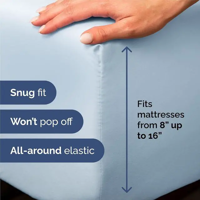 Alt view image 3 of 7 - King 6 Piece Sheet Set - Comfy Breathable & Cooling - Ultra Soft Hotel Luxury Bedding Set w/ 8-16 Inch Deep Pockets - 1 Flat & 1 Fitted Sheet & 4 Pillowcases - Wrinkle Free and Easy Care - Sky Blue