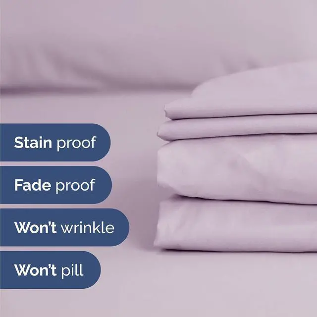 Alt view image 5 of 7 - Queen 6 Piece Sheet Set - Comfy Breathable & Cooling - Soft Hotel Luxury Bedding Set with 8-16 Inch Deep Pockets - 1 Flat & 1 Fitted Sheet & 4 Pillowcases - Wrinkle Free & Easy Care - Light Lavender