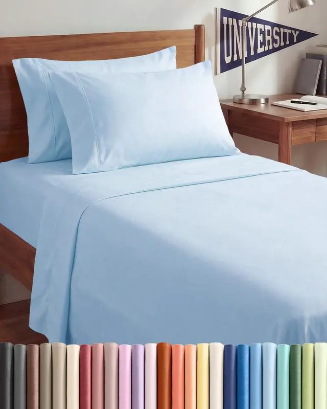 Main image of Twin XL 4 Piece Sheet Set - Comfy Breathable & Cooling - Ultra-Soft Hotel Luxury Bedding Set w/ 8-16 Inch Deep Pockets - 1 Flat & 1 Fitted Sheet & 2 Pillowcases - Wrinkle Free & Easy Care - Baby Blue