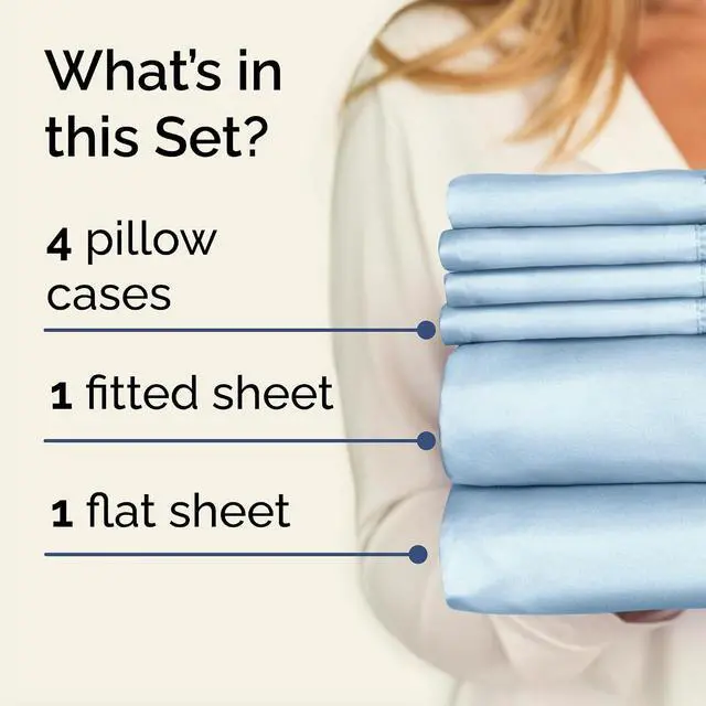 Alt view image 2 of 7 - Cal King 6 Piece Sheet Set - Comfy Breathable & Cooling - Ultra Soft Hotel Luxury Bedding Set w/ 8-16 Inch Deep Pockets - 1 Flat & 1 Fitted Sheet & 4 Pillowcases - Wrinkle Free & Easy Care - Baby Blue