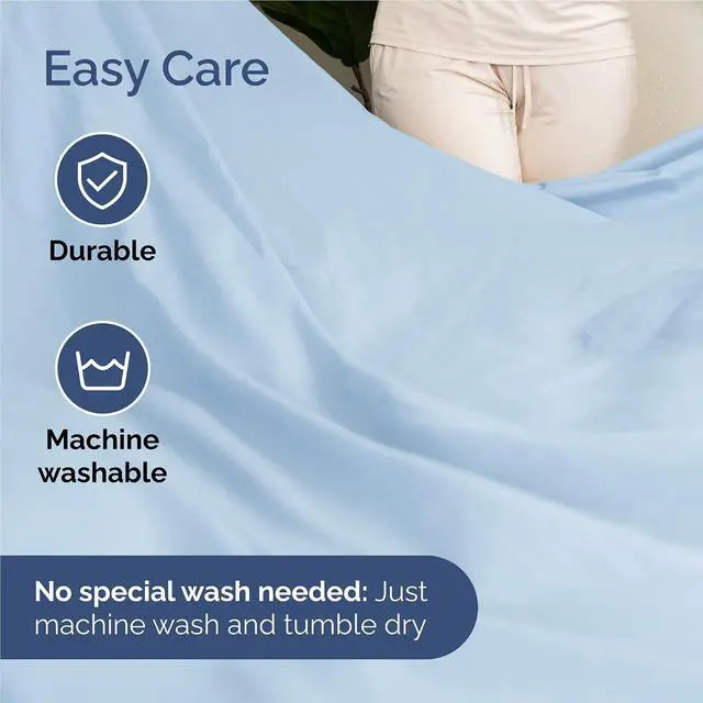 Alt view image 6 of 7 - Full 6 Piece Sheet Set - Comfy Breathable & Cooling - Ultra-Soft Hotel Luxury Bedding Set with 8-16 Inch Deep Pockets - 1 Flat & 1 Fitted Sheet & 4 Pillowcases - Wrinkle Free & Easy Care - Baby Blue