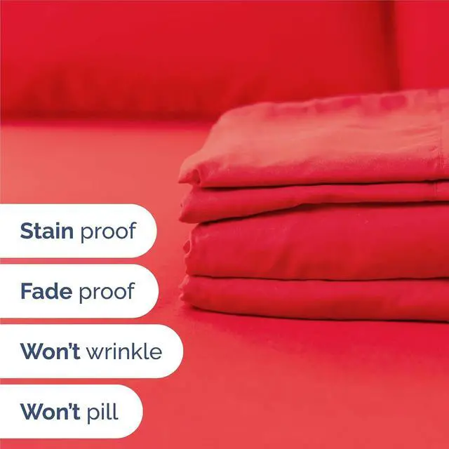 Alt view image 5 of 7 - King 6 Piece Sheet Set - Comfy Breathable & Cooling - Ultra Soft Hotel Luxury Bedding Set with 8-16 Inch Deep Pockets - 1 Flat & 1 Fitted Sheet & 4 Pillowcases - Cozy, Wrinkle Free & Easy Care - Red