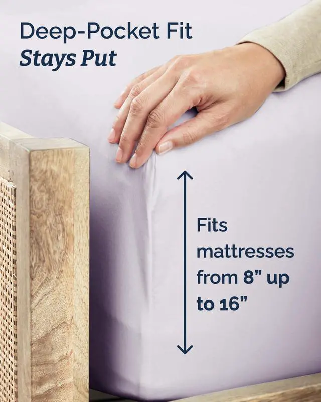 Alt view image 4 of 7 - Twin XL Size 3 Piece Sheet Set - Comfy Breathable & Cooling Sheets - Hotel Luxury Bed Sheets for Women & Men - Deep Pockets, Easy-Fit, Soft & Wrinkle Free Sheets - Light Lavender Oeko-Tex Bed Sheets