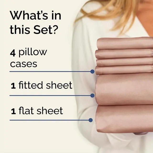 Alt view image 2 of 7 - Queen 6 Piece Sheet Set - Comfy Breathable & Cooling - Ultra Soft Hotel Luxury Bedding Set w/ 8-16 Inch Deep Pockets - 1 Flat & 1 Fitted Sheet & 4 Pillowcases - Cozy, Wrinkle Free & Easy Care - Mauve