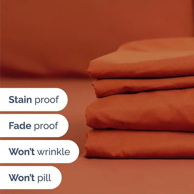 Alt view image 5 of 7 - Cal King 6 Piece Sheet Set - Comfy Breathable & Cooling - Soft Hotel Luxury Bedding Set with 8-16 Inch Deep Pockets - 1 Flat & 1 Fitted Sheet & 4 Pillowcases - Wrinkle Free & Easy Care - Terracotta